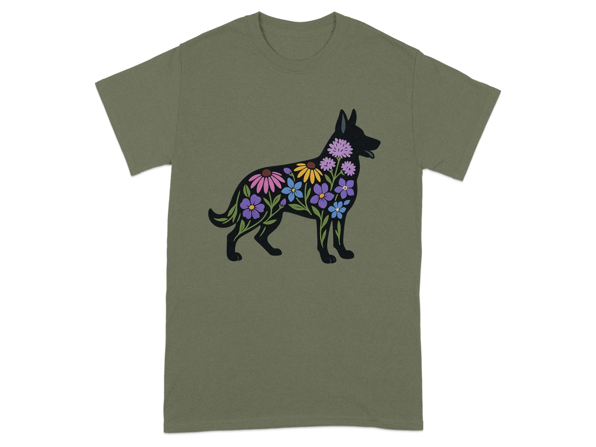 Colorful Floral German Shepherd Dog T-shirt product