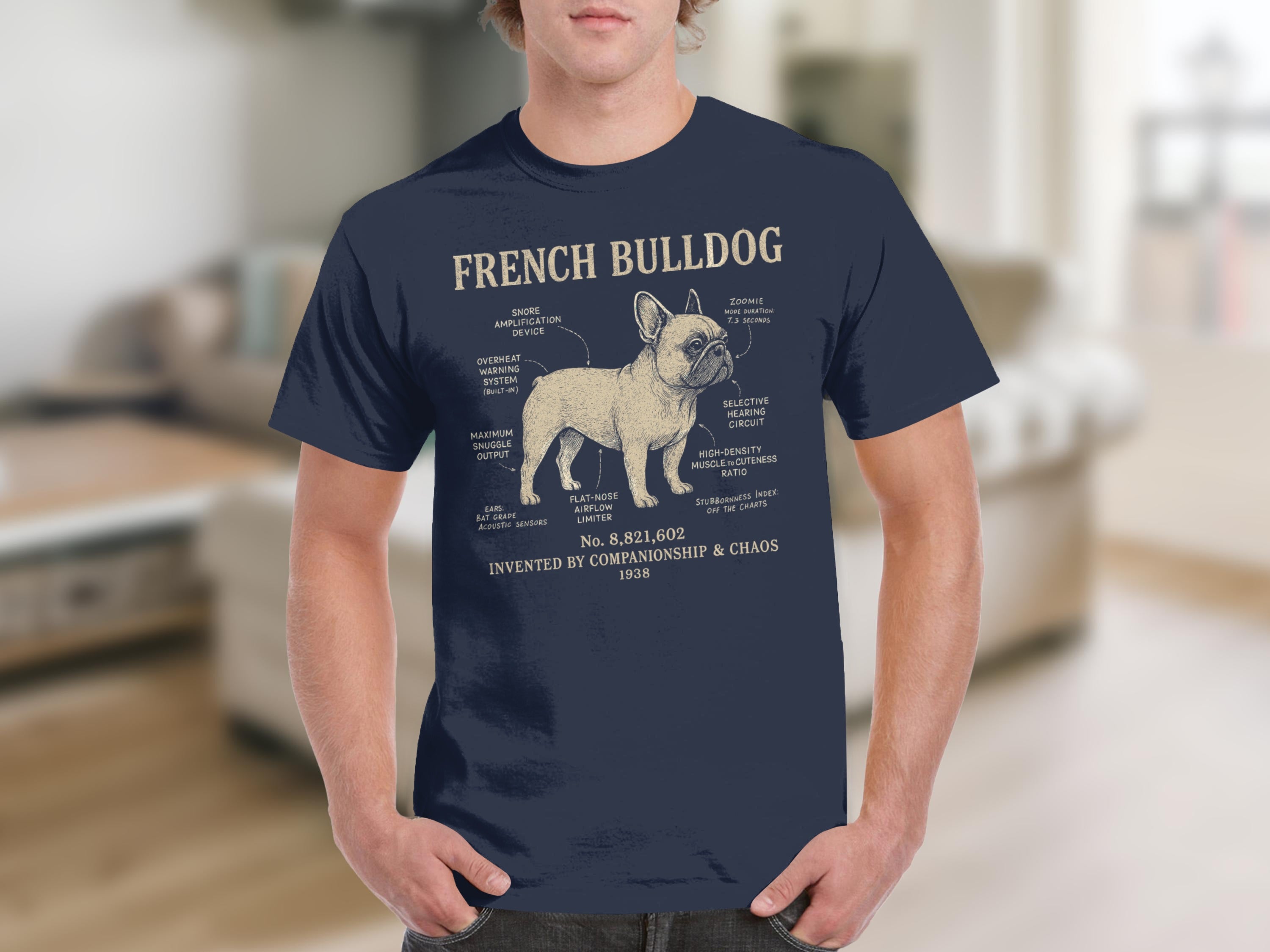 French Bulldog Graphic Tee with Informative Design
