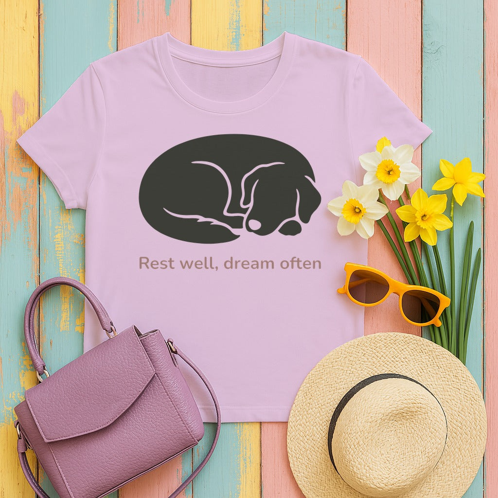 Rest Well Golden Retriever T-Shirt in Orchid