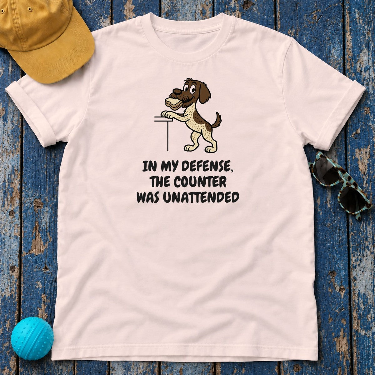 German Wirehaired Pointer Counter Was Unattended Tee in Soft Pink