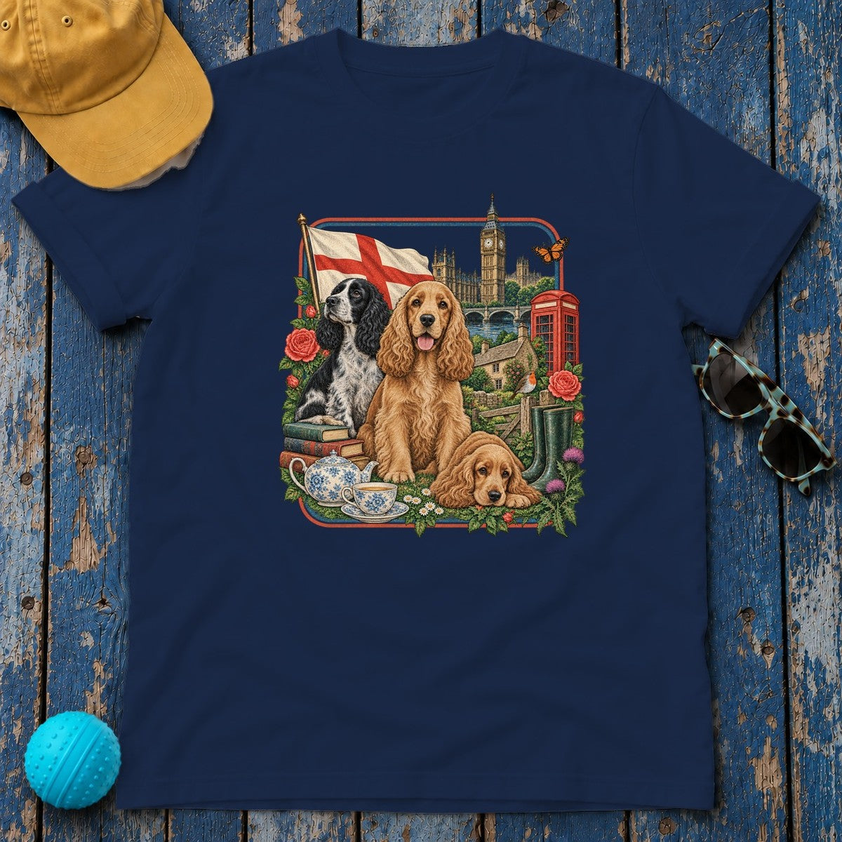 Cocker Spaniel England Heritage T-Shirt in Navy