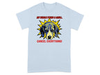 Light blue t-shirt with a Beagle's head and text "MY BEAGLE FOUND A SMELL. CANCEL EVERYTHING!".