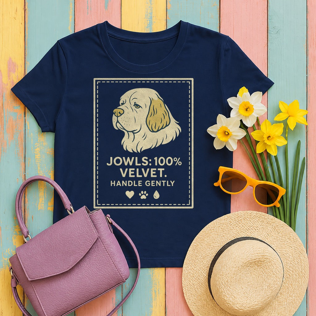 Clumber Jowls 100% Velvet Tee in Navy