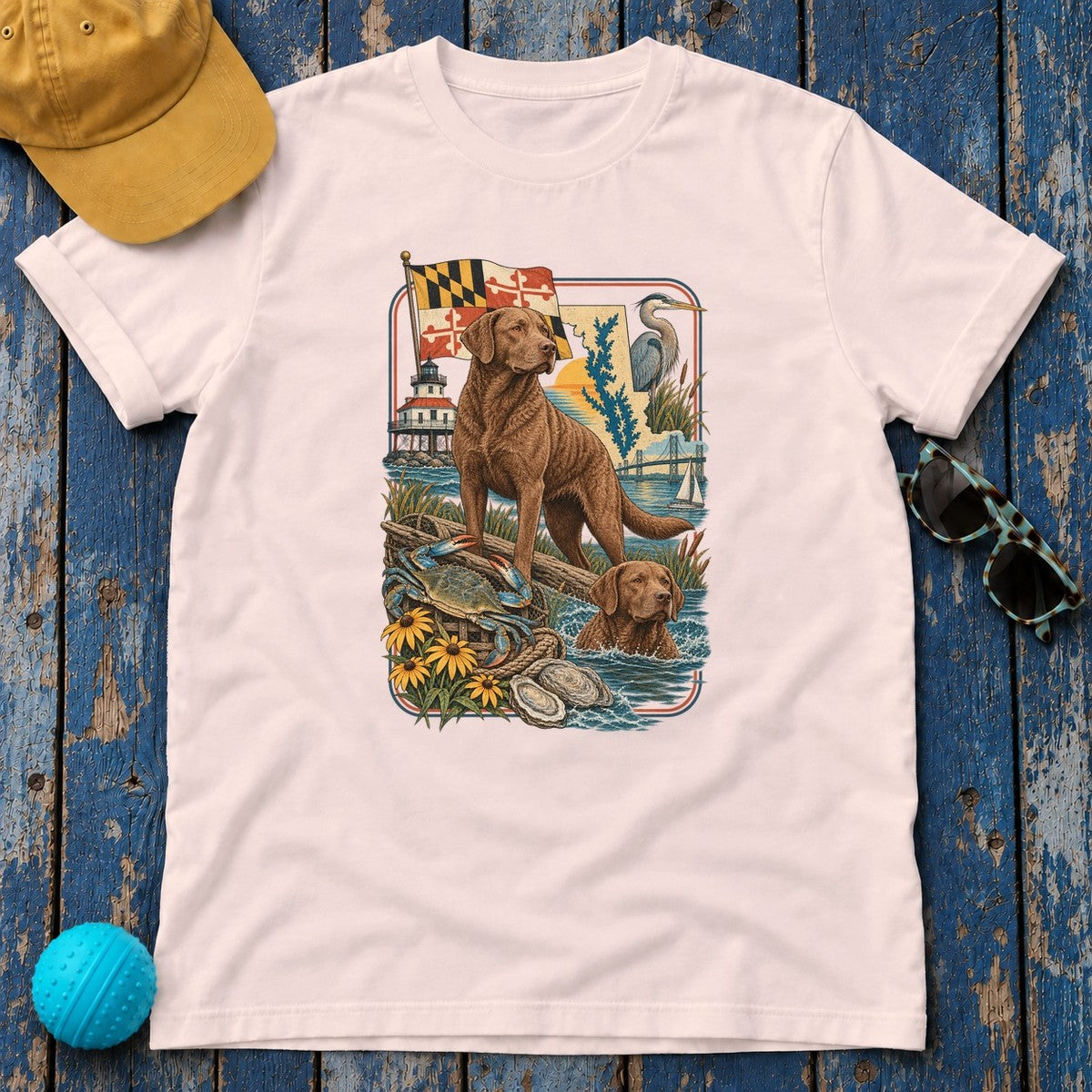 Chesapeake Bay Retriever Maryland Heritage T-Shirt in Soft Pink