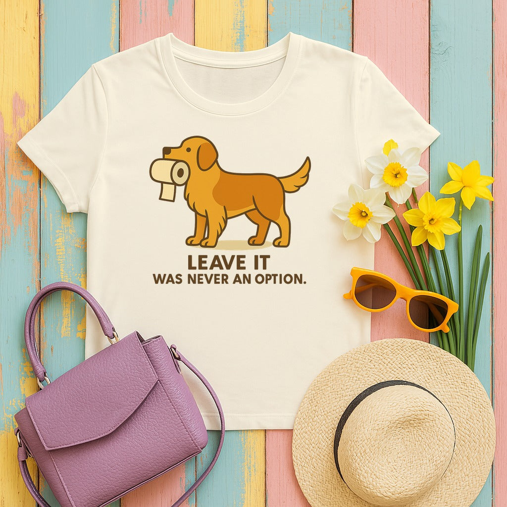 Golden Retriever Leave It Tee in Natural