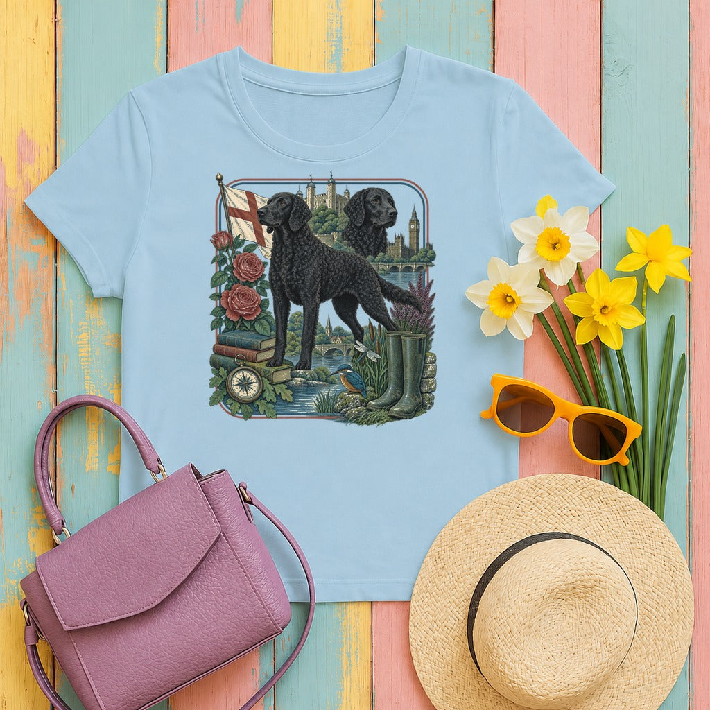 Curly-Coated Retriever England Heritage tee, Light Blue