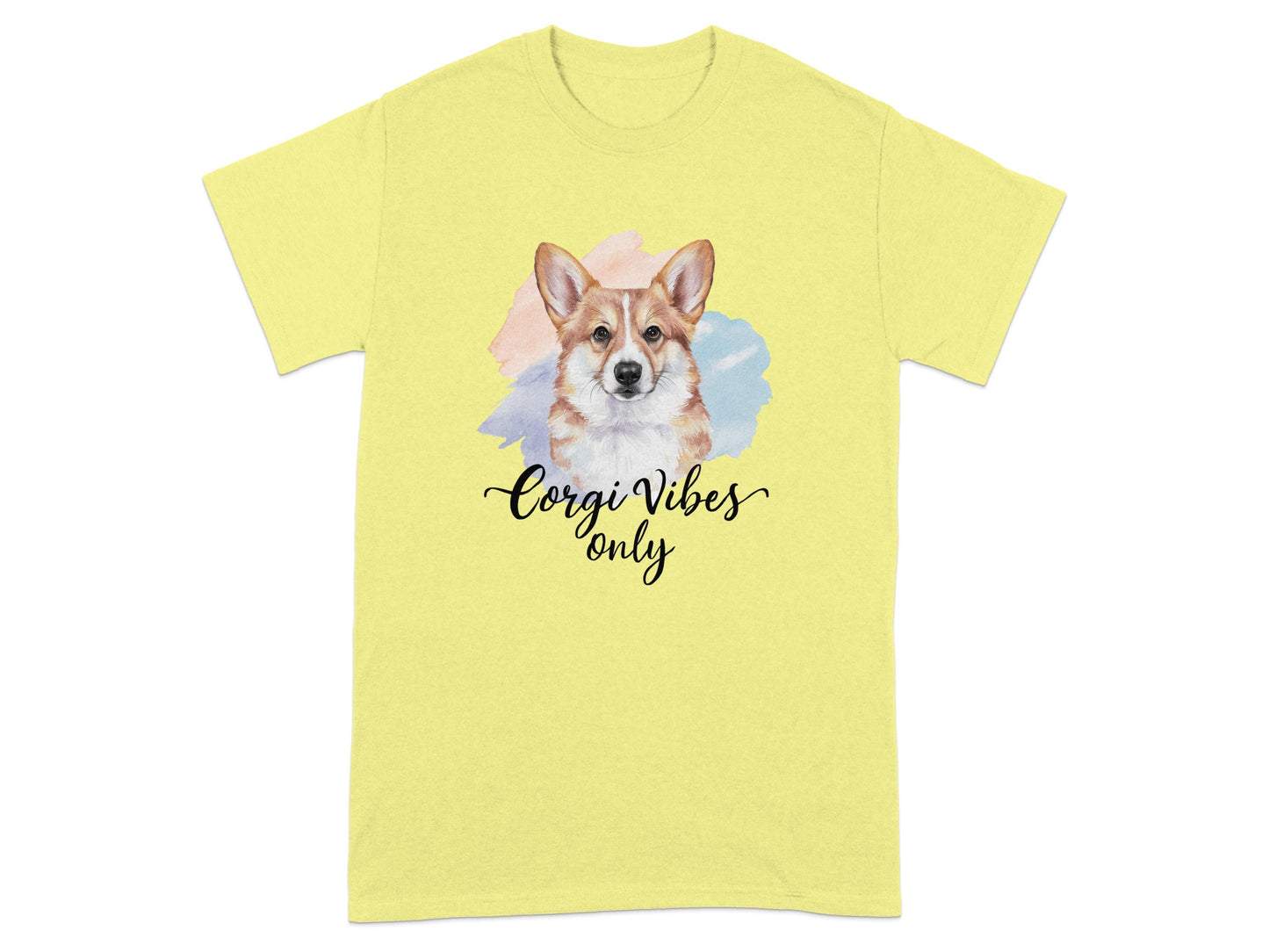 Corgi Vibes Only Graphic Yellow T-shirt product