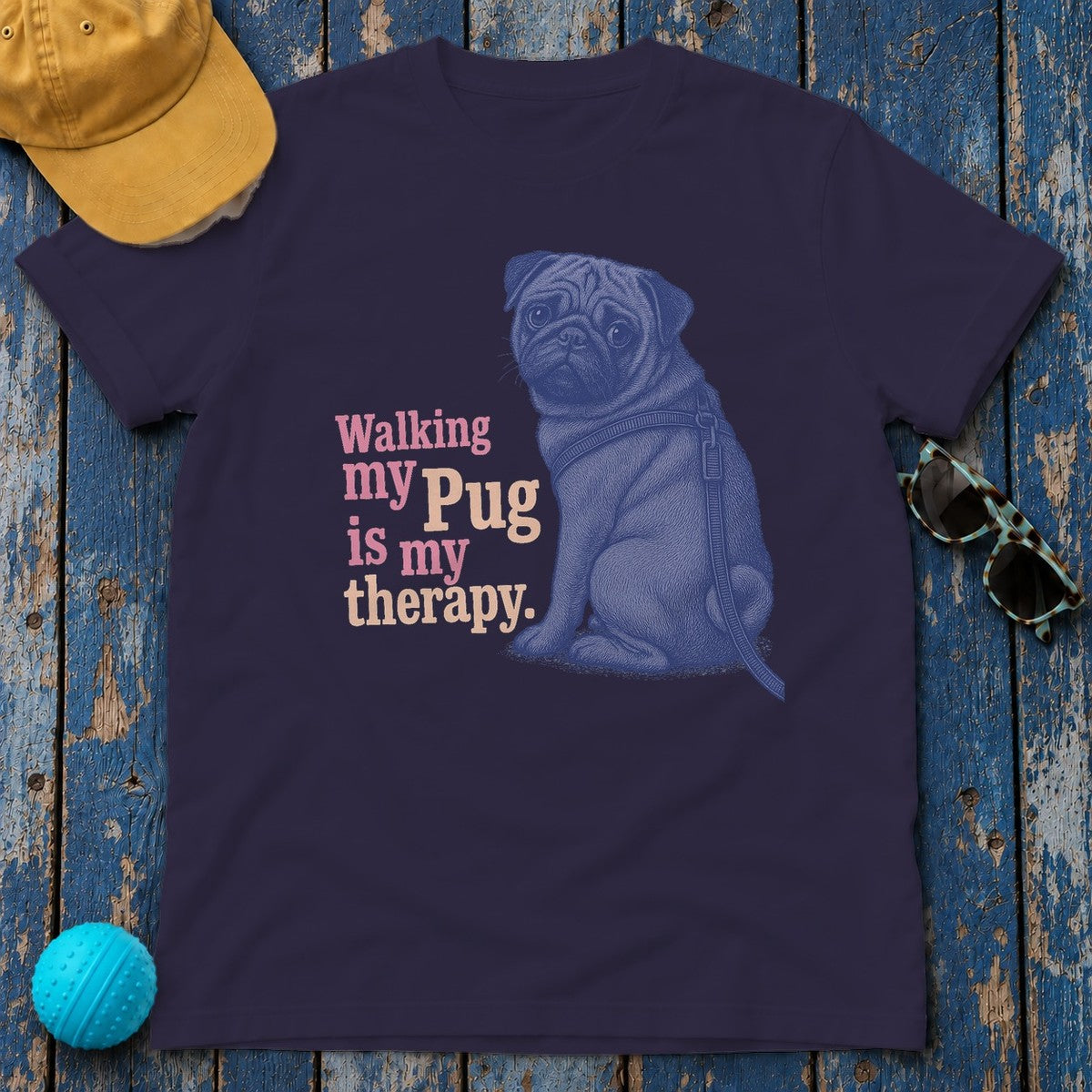 Therapy Pug T-Shirt in Blackberry