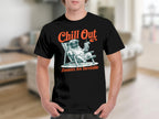 Black t-shirt with pug in sunglasses holding drink, "Chill Out" and "Zoomies Are Inevitable" text.