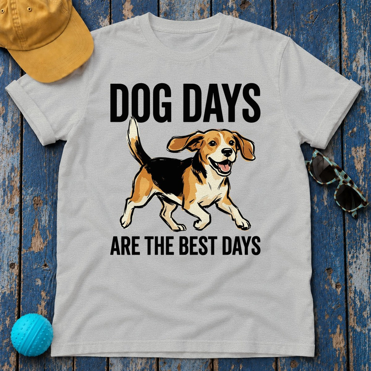Joyful Beagle 'Dog Days' T-Shirt in Sport Grey