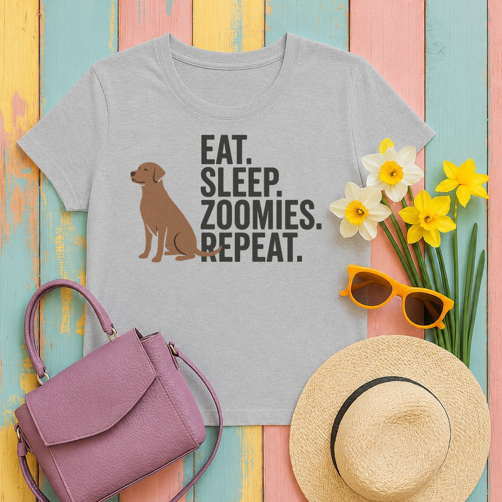 Eat Sleep Zoomies Repeat Dog T-Shirt in Sport Grey