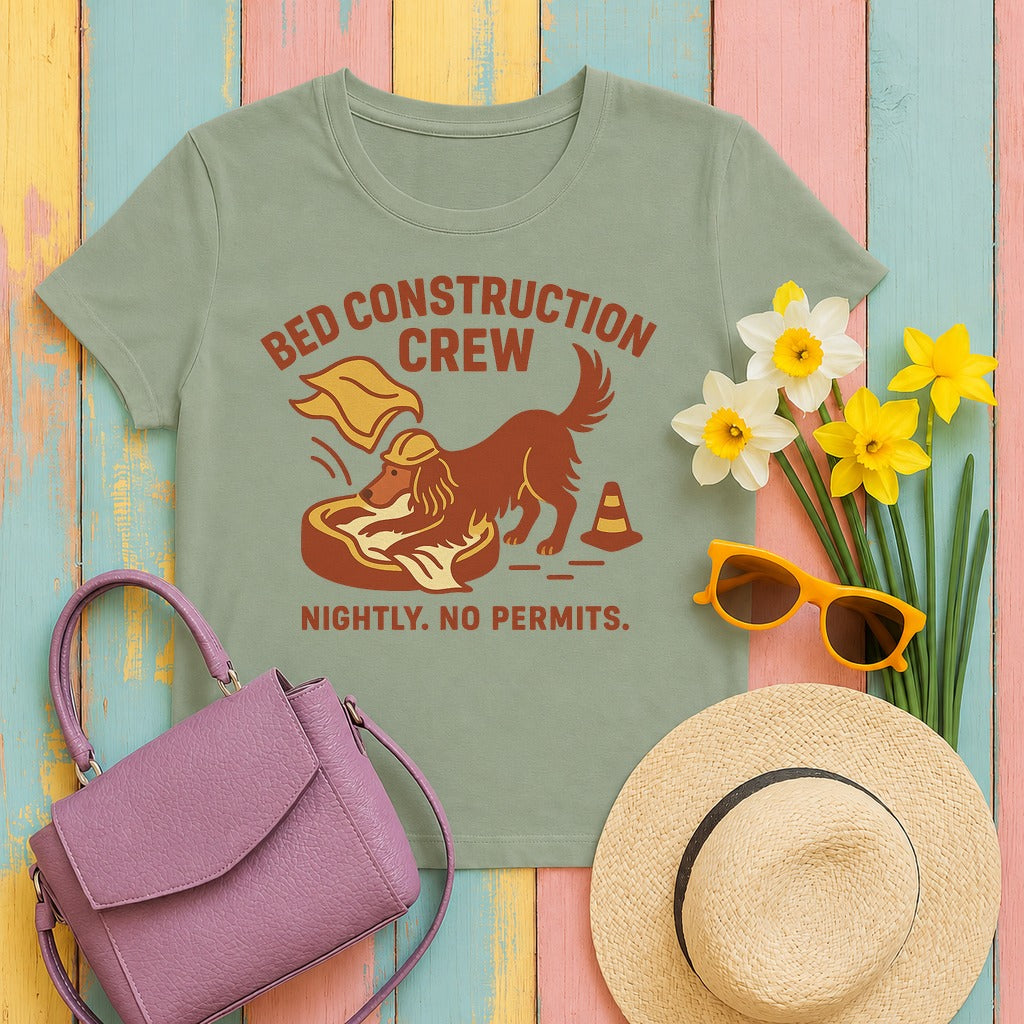 Irish Setter Bed Construction Crew T-shirt in Sage