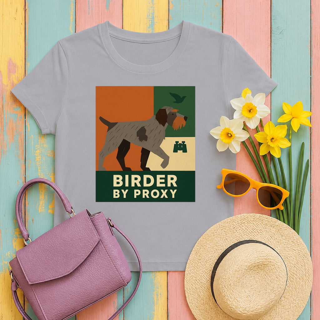 Wirehaired Pointing Griffon Birder by Proxy T-shirt in Athletic Heather