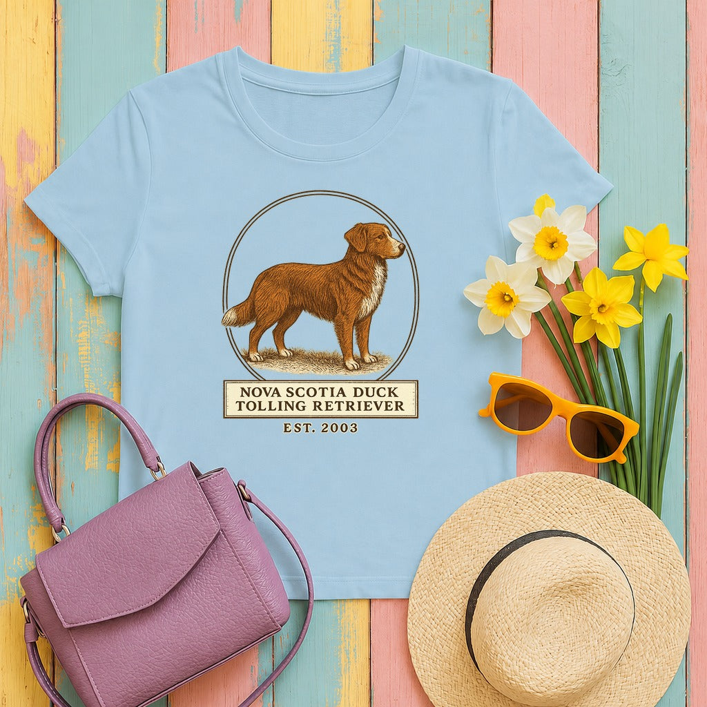 Nova Scotia Duck Tolling Retriever Est. 2003 T-shirt in Light Blue