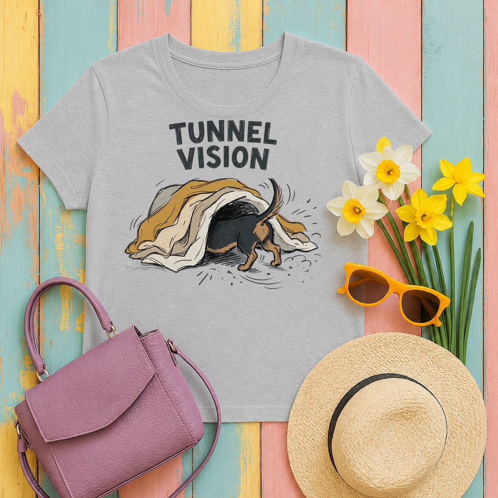 Tunnel Vision Dachshund Lovers T-Shirt in Sport Grey