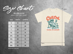 Size chart for Gildan 5000 t-shirt with measurements in inches.
