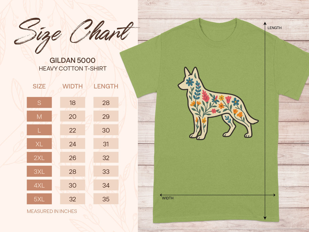 Dog Flower Art Design on Gildan 5000 Heavy Cotton Shirt