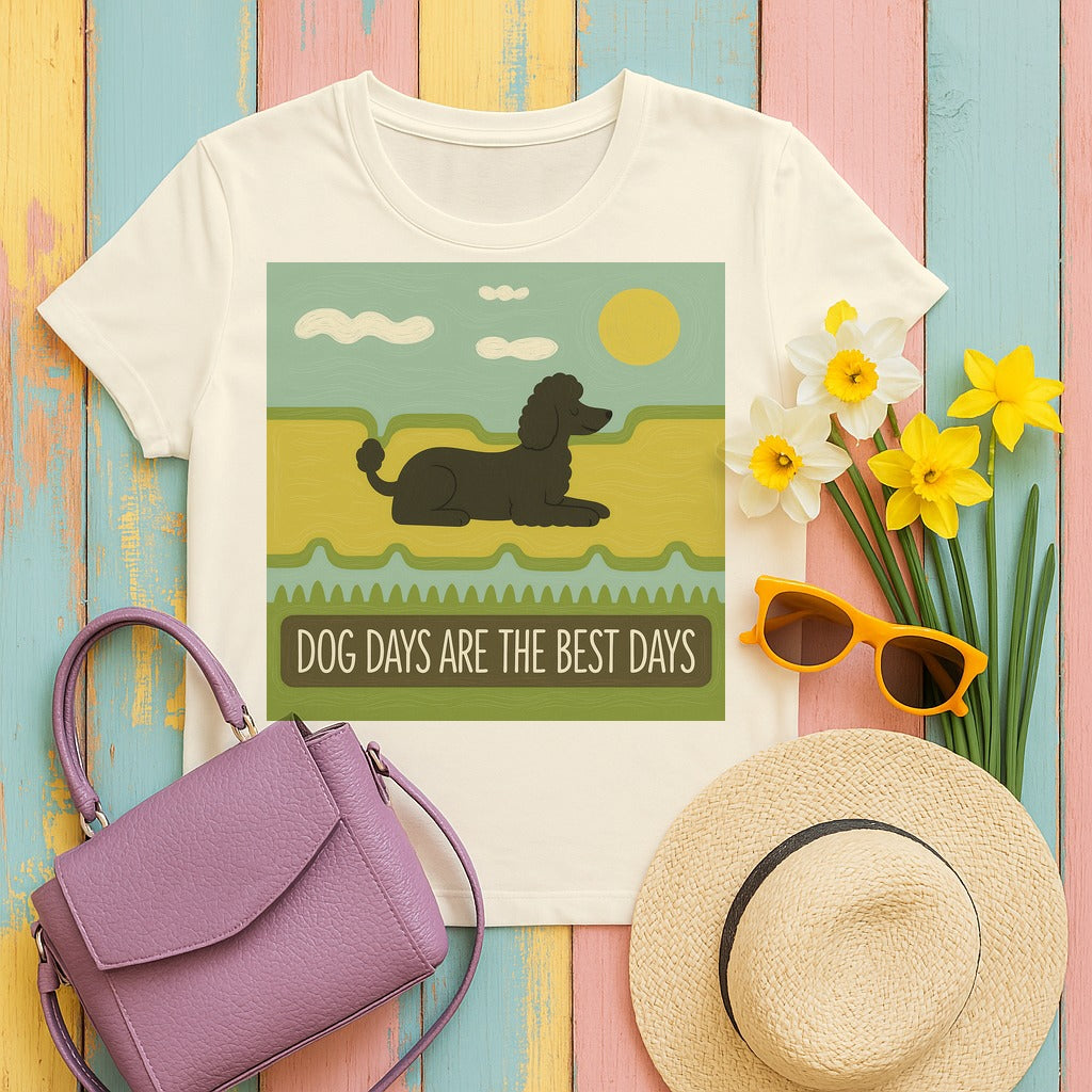 Dog Days Are the Best Days Poodle T-Shirt in Natural