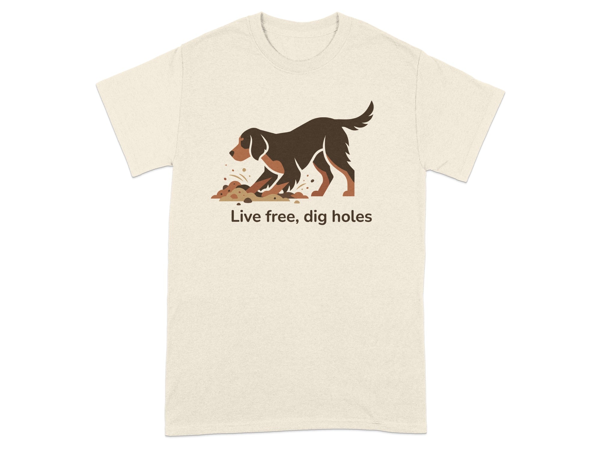 Live Free Dig Holes Dog Graphic T-Shirt