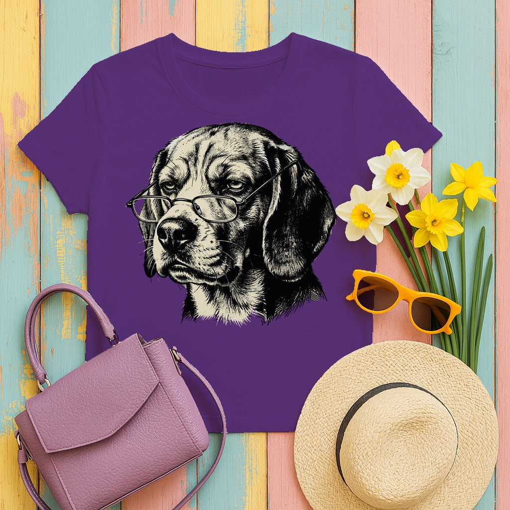 Disappointed Beagle T-Shirt in Purple