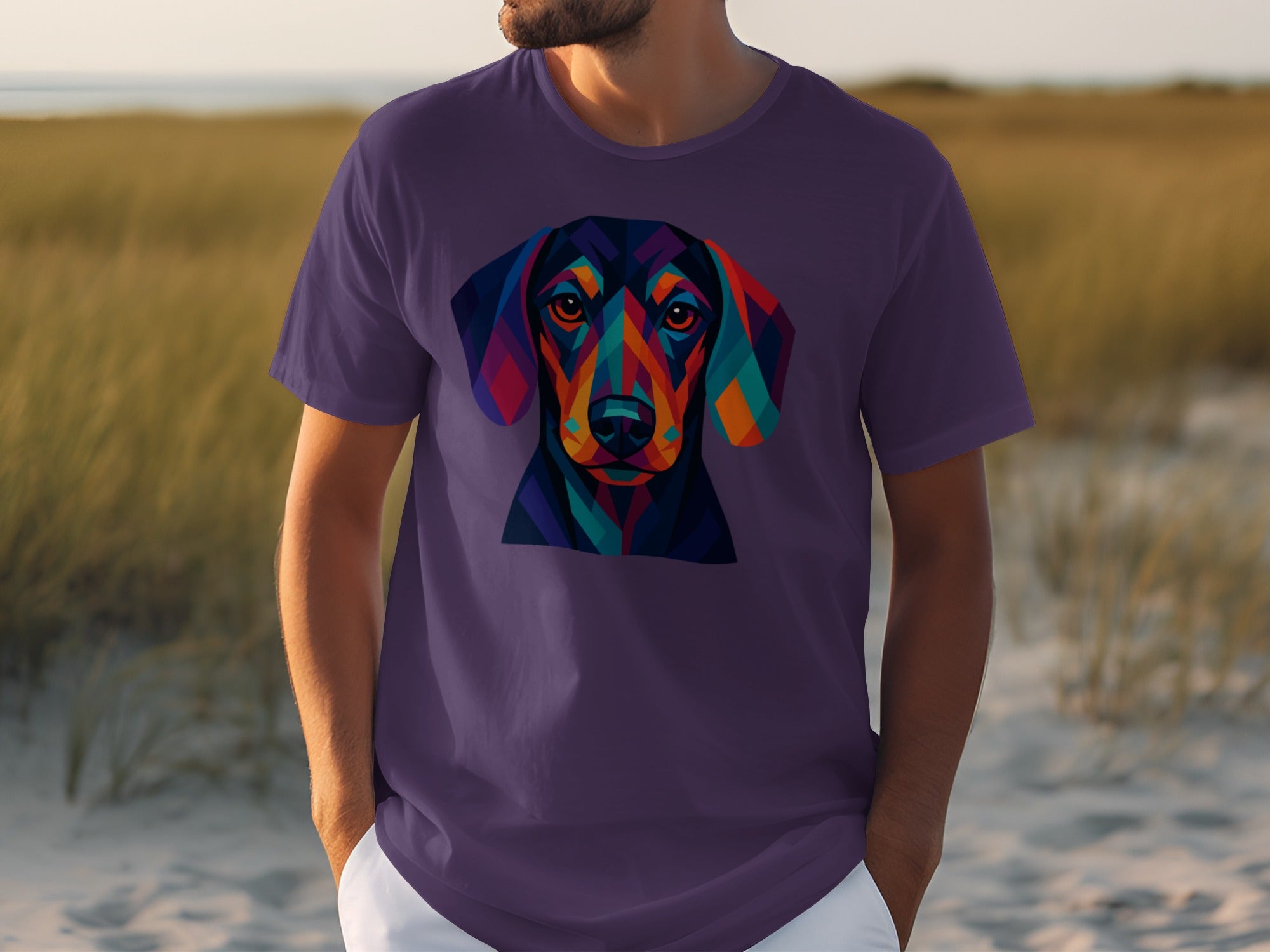 Colorful Geometric Dog Art Graphic Men's T-Shirt