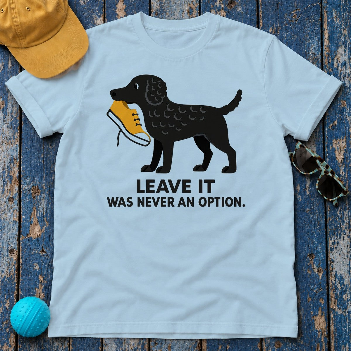 Curly-Coated Retriever Leave It Tee in Light Blue