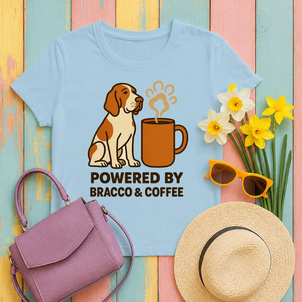 Powered by Bracco & Coffee Tee in Light Blue