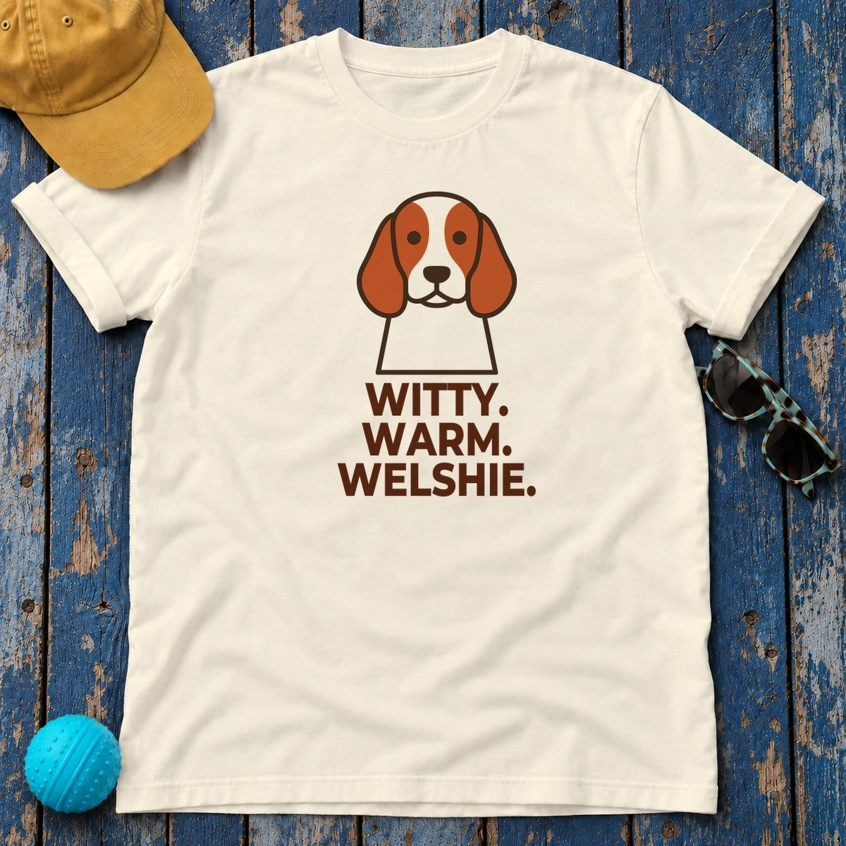 Witty. Warm. Welshie. Welsh Springer Spaniel T-Shirt in Natural