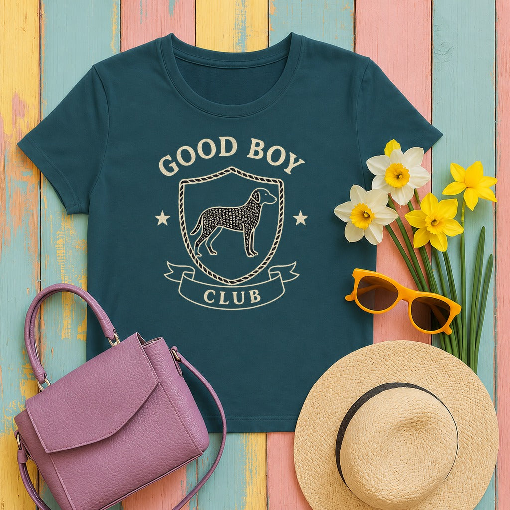 Curly-Coated Retriever Good Boy Club Tee in Heather Deep Teal