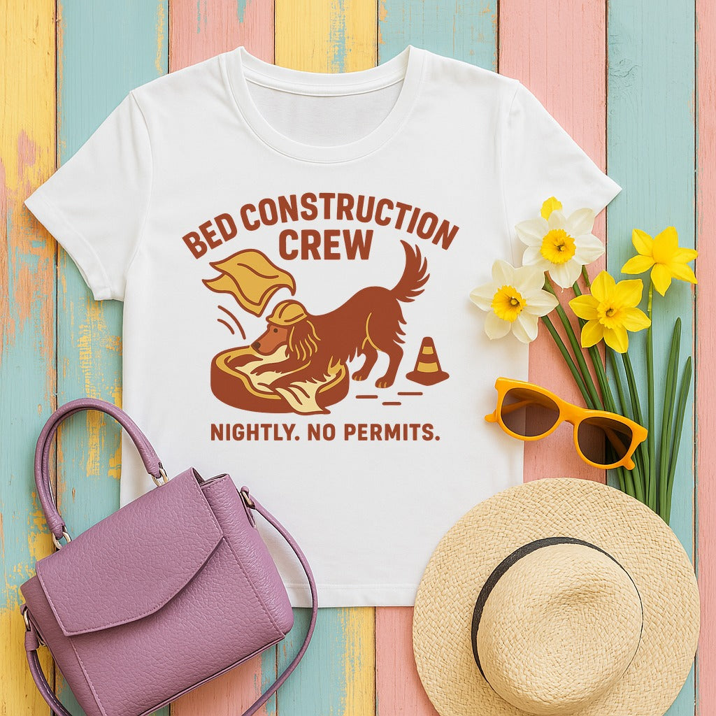 Irish Setter Bed Construction Crew T-shirt in White