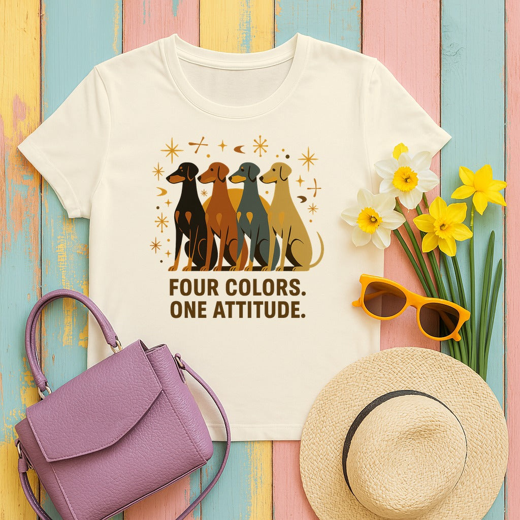 Doberman Four Colors Mid-Century Tee in Natural