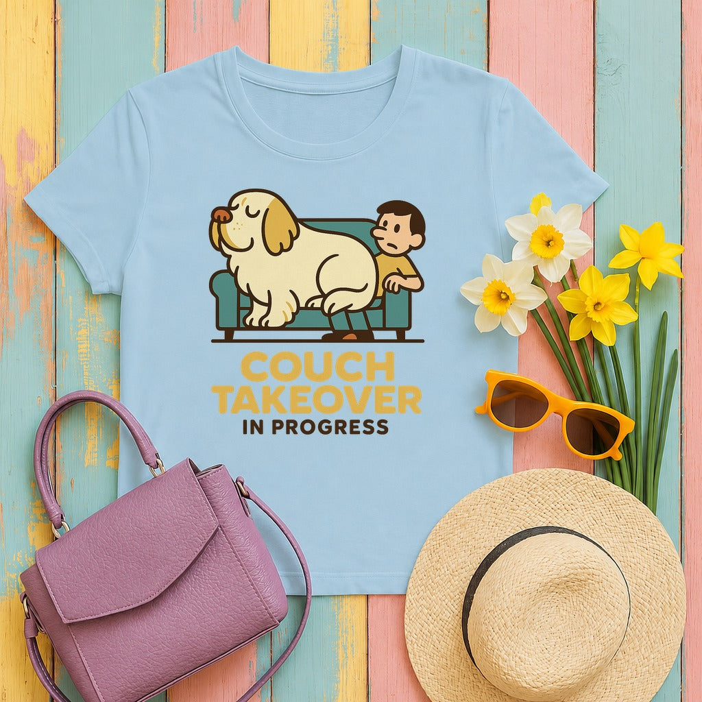 Clumber Couch Takeover Tee in Light Blue