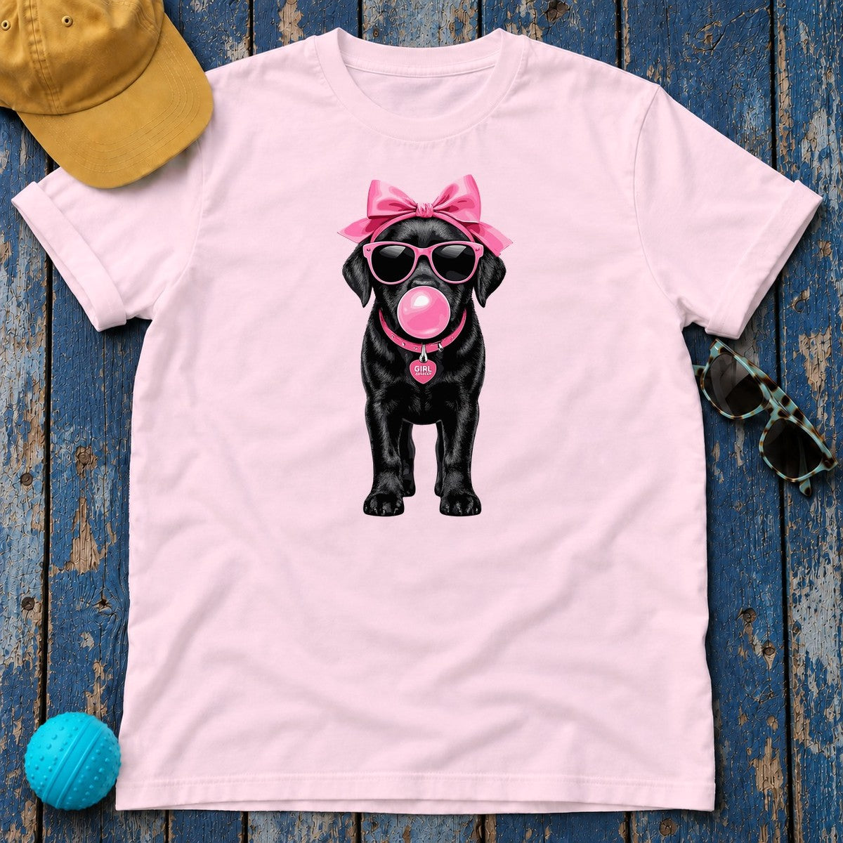Pink Bubblegum Black Lab T-Shirt in Light Pink