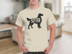 Cream t-shirt with black silhouette of English Setter and the word "SETTER".
