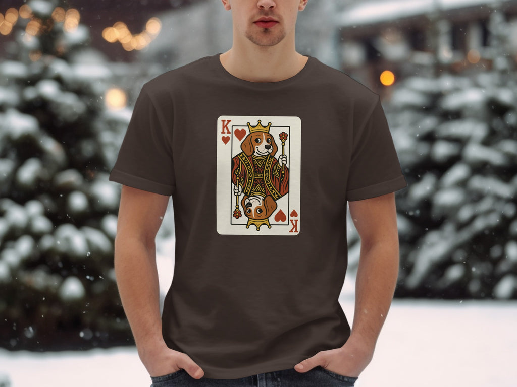 Dog King of Hearts Card Print Shirt