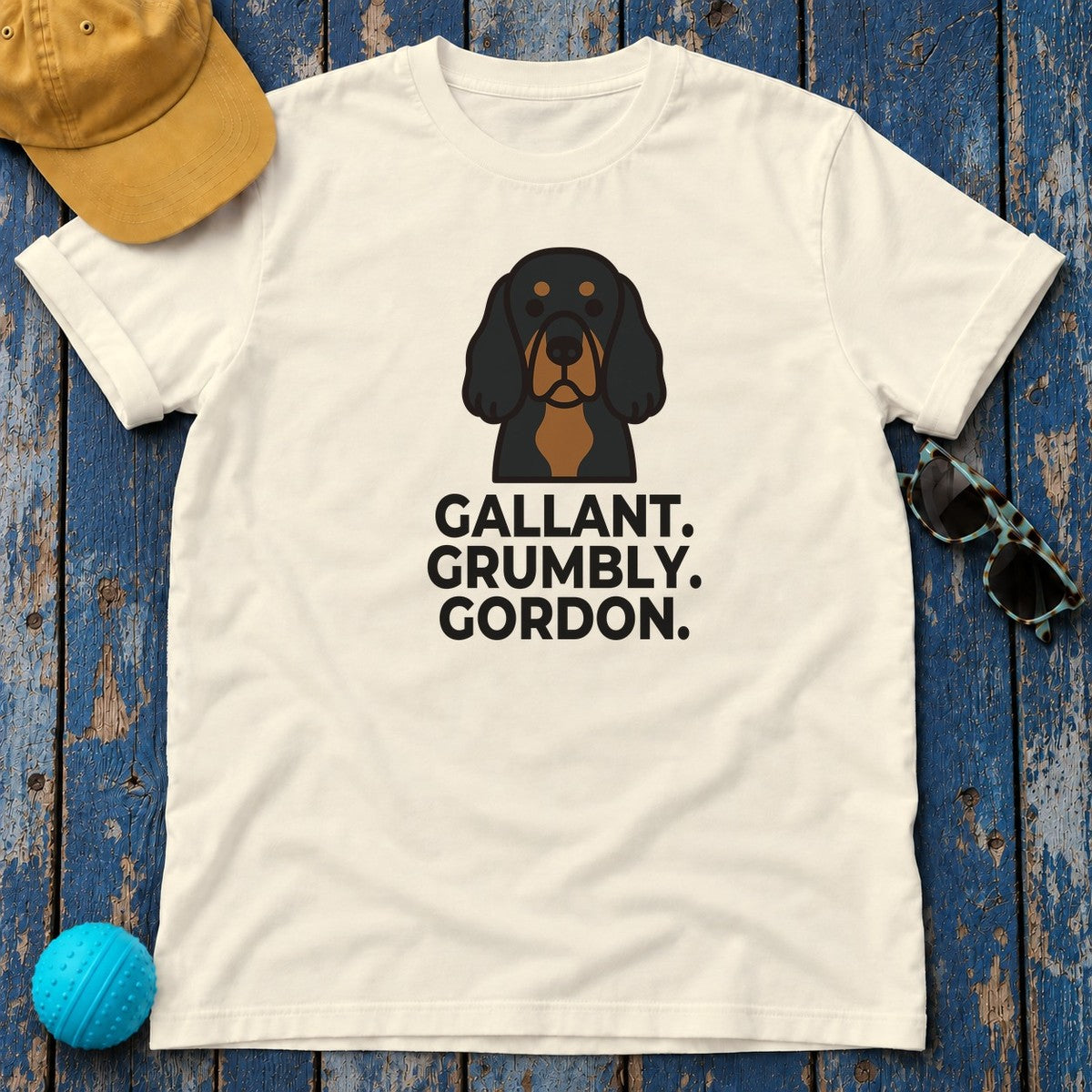 Gallant. Grumbly. Gordon. Gordon Setter T-Shirt in Natural