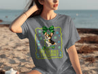 Corgi on a scooter graphic with text "Off to Have a Crashout" on t-shirt.