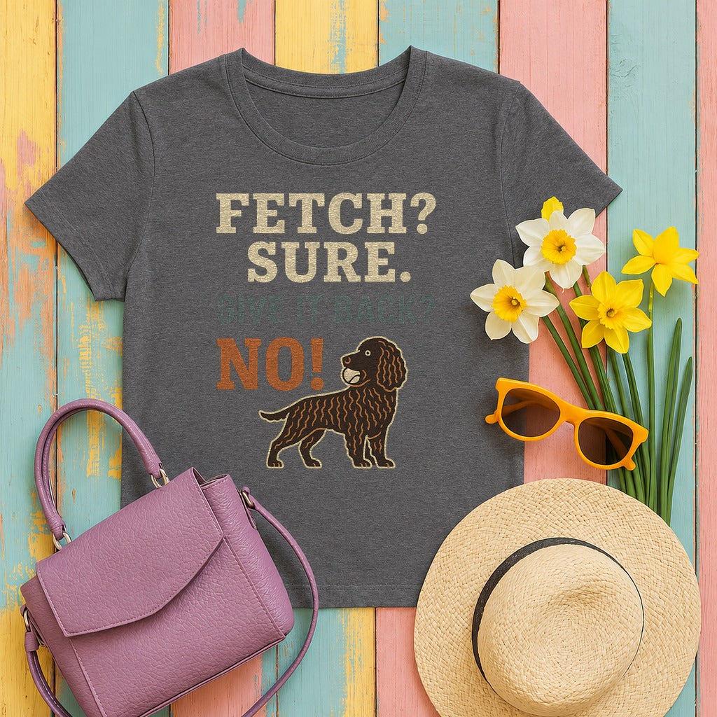 American Water Spaniel Fetch Sure Give It Back No Tee in Dark Grey Heather