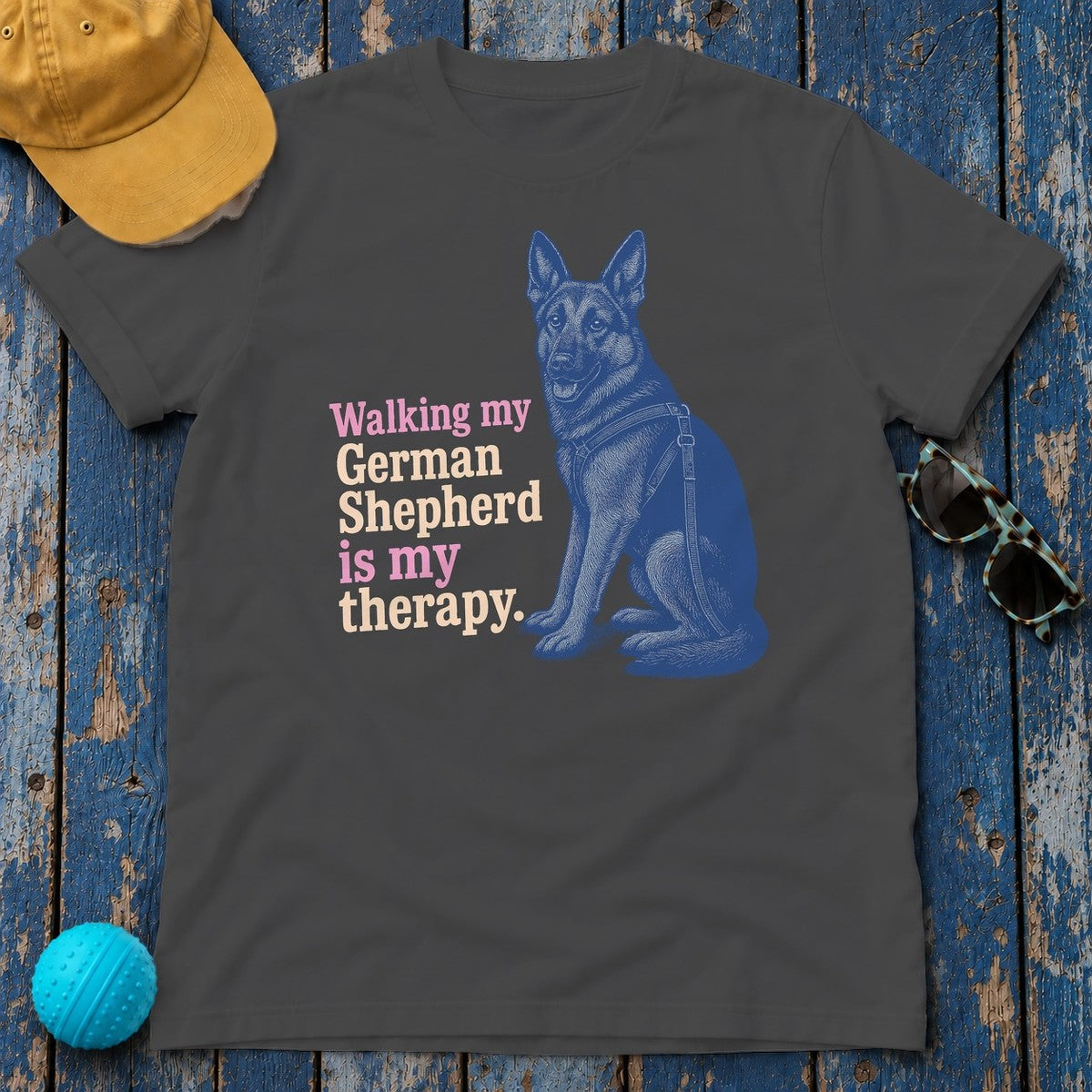 German Shepherd Zen Walker T-shirt in Dark Heather