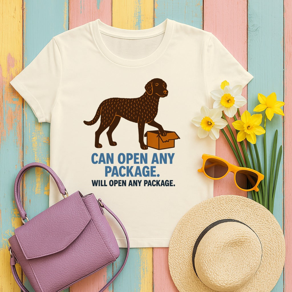 Curly-Coated Retriever Can Open Any Package Tee in Natural