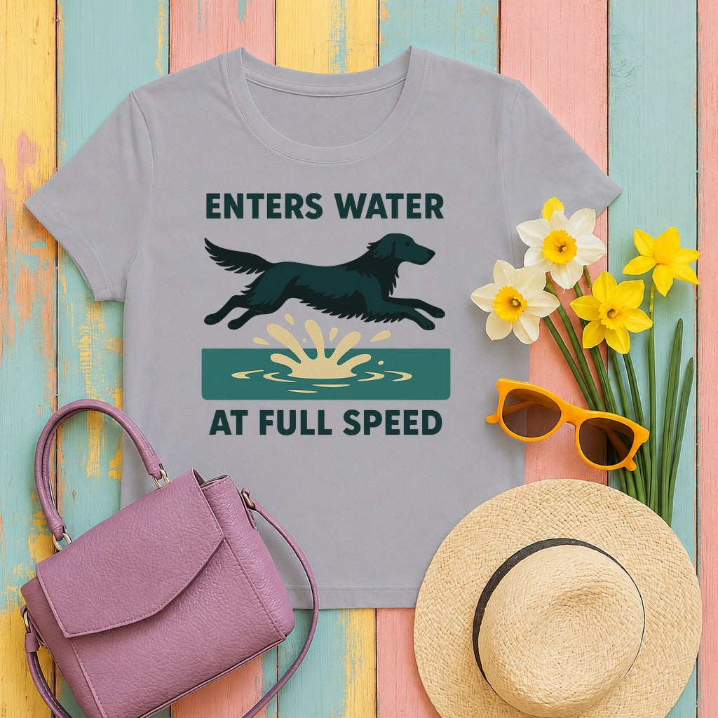 Flat-Coat Enters Water at Full Speed Tee in Athletic Heather
