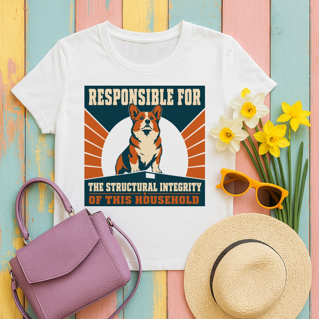 Structural Integrity Corgi Graphic T-shirt in White