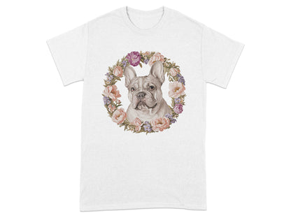 French Bulldog Floral Wreath Graphic White T-shirt product