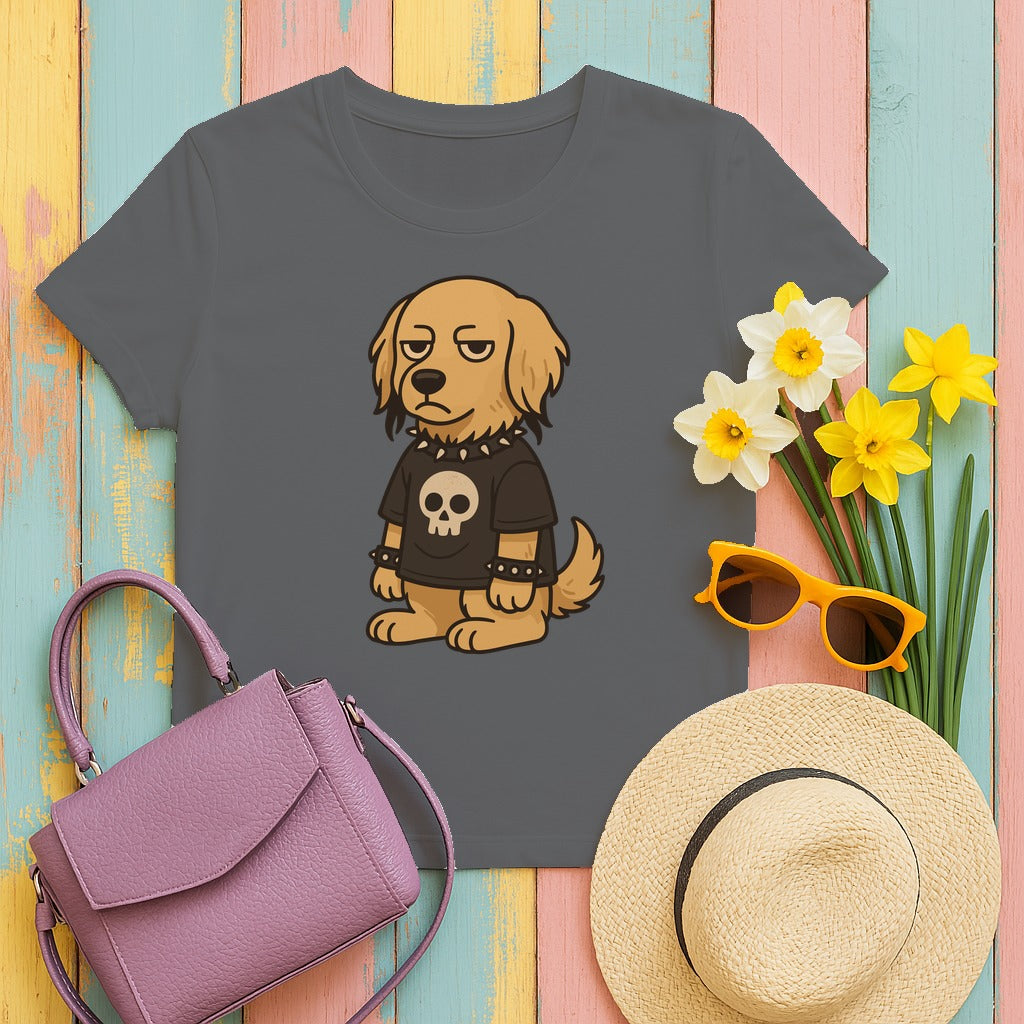 Goth Punk Golden Retriever In Skull Shirt T-Shirt in Graphite Heather