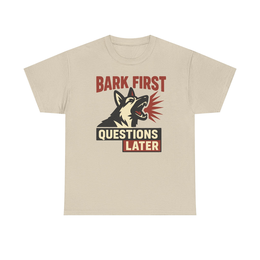 Bark First Questions Later German Shepherd t-shirt, view 2