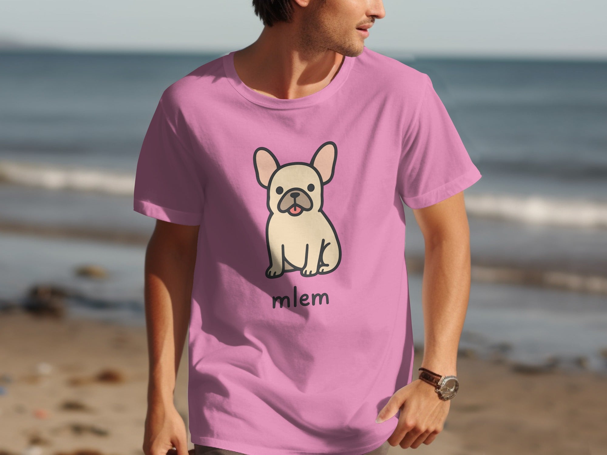 Cute French Bulldog Mlem Print Casual T-Shirt