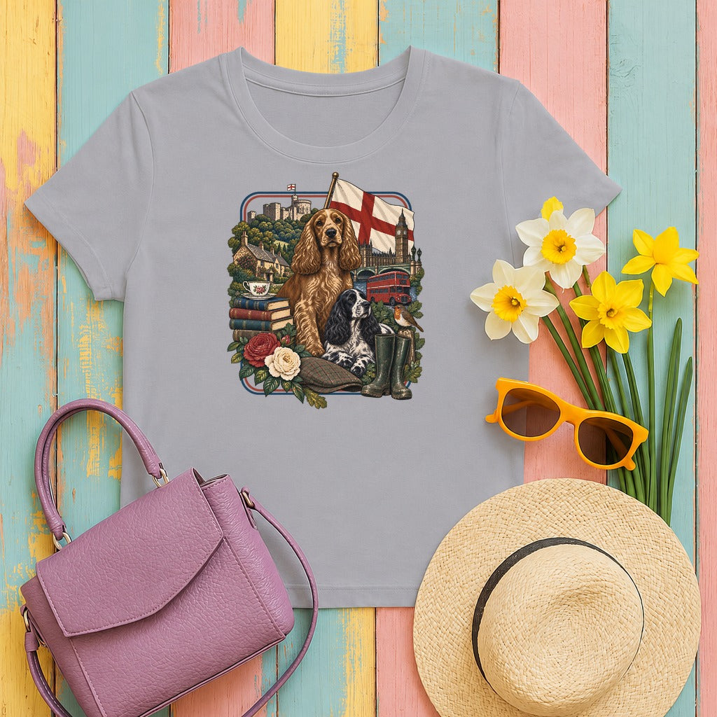 English Cocker Spaniel England Heritage tee, Athletic Heather