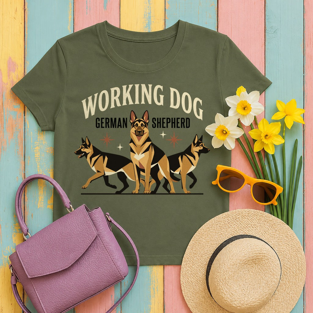 Noble Working Dog German Shepherd T-Shirt in Military Green