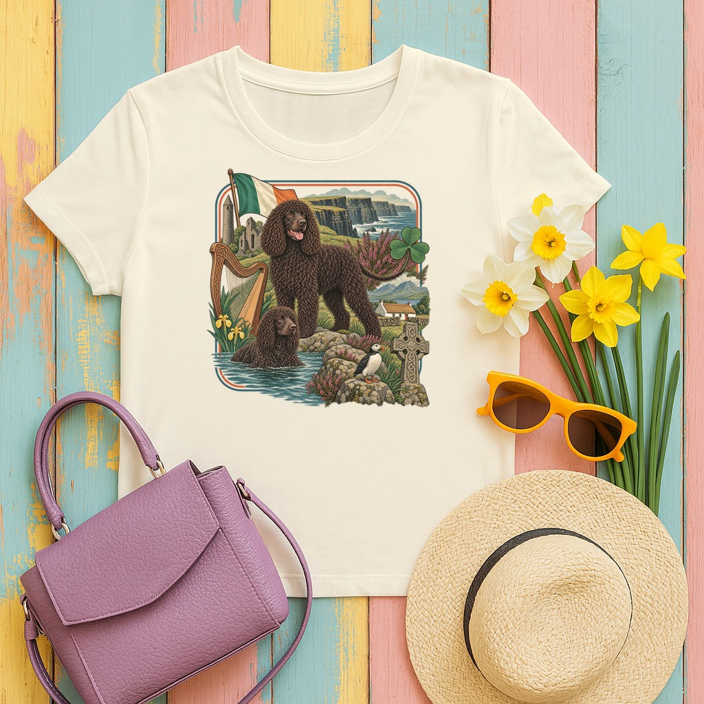 Irish Water Spaniel Ireland Heritage tee, Natural
