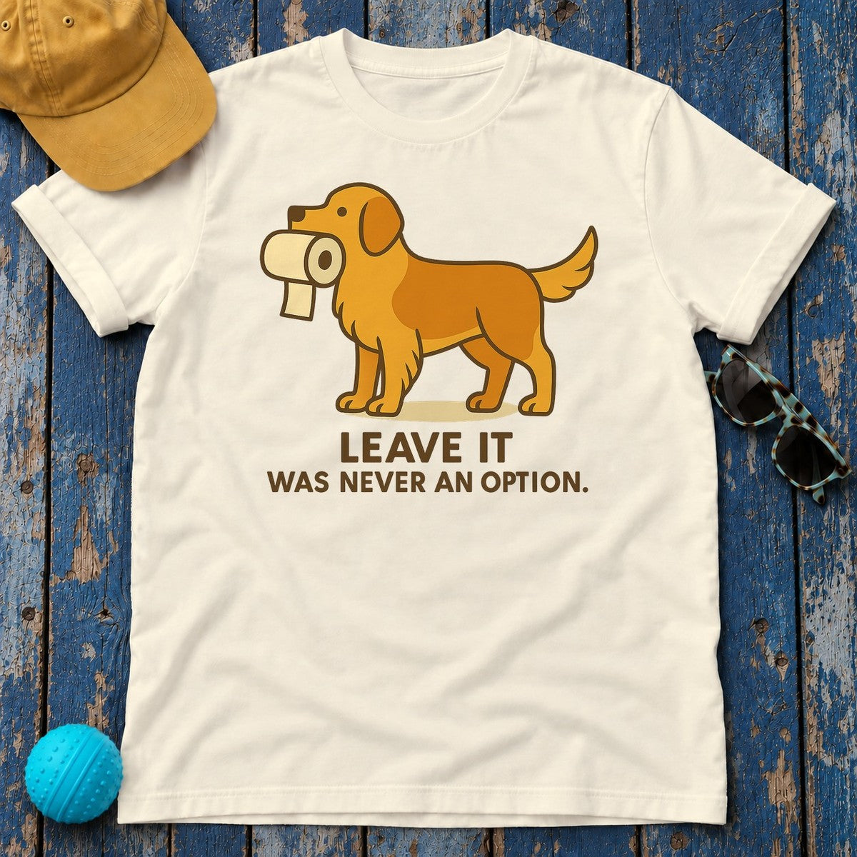 Golden Retriever Leave It Tee in Natural